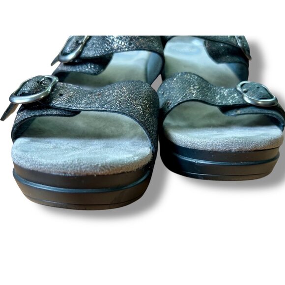 Dansko Sophie Metallic Phython Wedge Slides Black Speckles - Picture 4 of 11